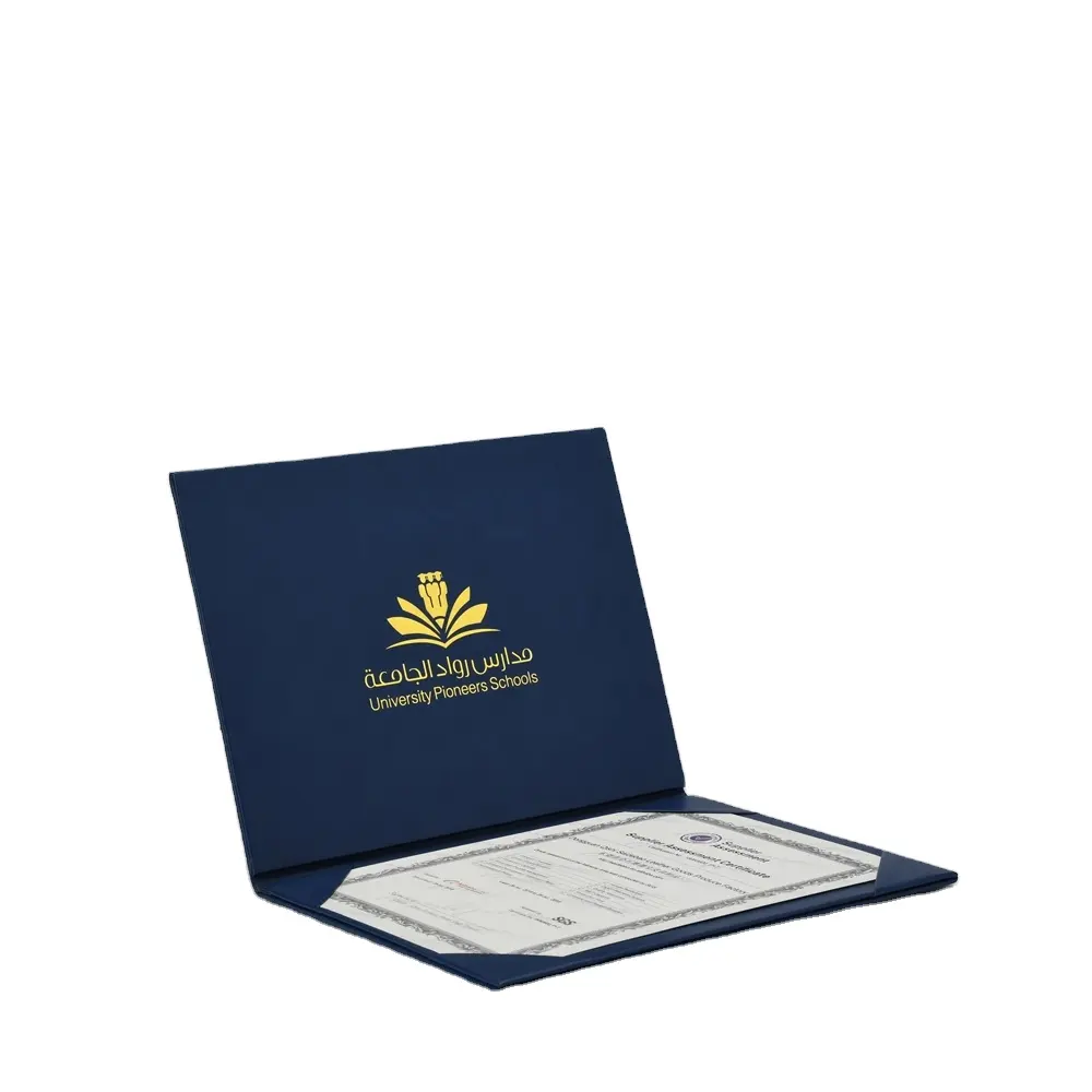 Kit de soportes de Certificado de diseño personalizado 100 papel de Certificado de lámina de oro 100 soportes de Diploma de lino de un solo lado