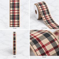 Ruban tissé décoratif multicolore à carreaux pour emballage cadeau et vêtements, marque privée