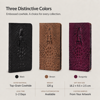 Étui portefeuille en cuir véritable 3D tête de crocodile pour iPhone 18 17 16 15 14 Pro Max avec protection RFID et porte-cartes magnétique