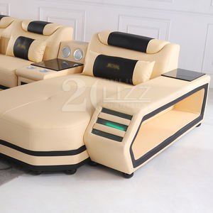 Conjunto de Sala de estar supermoderno, sofá grande de cuero con LED en forma de U, con reproductor de música - Product Image 4