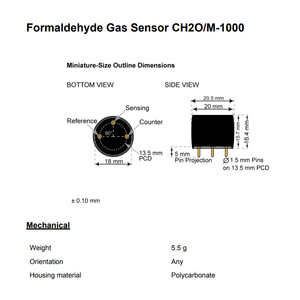 Membrapor Ch2o/M-1000 Formaldehyde Gas Sensor 0-1000 Ppm Miniature Housing For Portable Detectors - Product Image 4