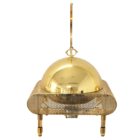 Hochwertiger Chafing Dish im Arabischen Stil mit Vergoldetem Hängedeckel und Quadratischem Hohlrahmen für Restaurant, Party und Catering
