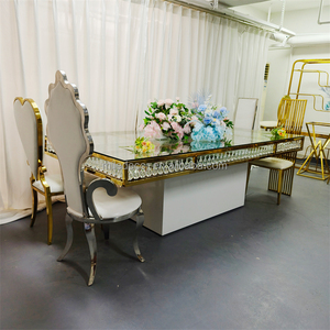 KHÁCH SẠN đám cưới đồ nội thất Chất lượng cao Vàng Kim Cương bảng gương Glass Top Hình Chữ Nhật đám cưới Bảng - Product Image 3