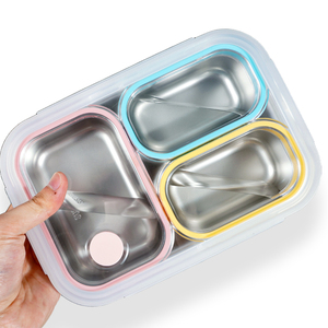 316L Stainless Steel BPA Free Food Grade PP Lid Sealed Three-Compartment <b>Lunch</b> <b>Box</b> Microwavable Dishwasher Safe Work Outdoor - Product Image 3