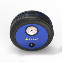 2025 New Design Circular 12V Mini Air Compressor Portable Tire Inflator Tire Pressure Monitor 25L/min Emergency Light Aluminium