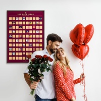 Affiche à gratter 100 dates, couleur personnalisée, cadeau parfait pour les couples, idées de rendez-vous amusantes, 6,5 x 23,4 pouces, adorable pour les fiançailles et la Saint-Valentin