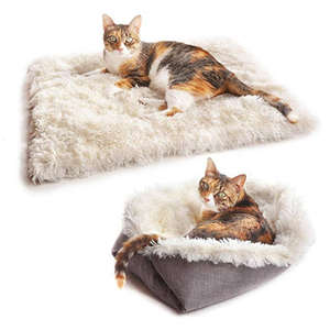 Kunstlinnen verwarmingsmat voor huisdieren met waterdichte basis, pluche fleece verwarmingslaag voor kleine hondenbench en kattenbed, winter en alle seizoenen - Product Image 2