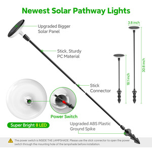 Luci Solari <span class=keywords><strong>da</strong></span> <span class=keywords><strong>Giardino</strong></span> per Esterni, Lampade <span class=keywords><strong>LED</strong></span> a Inserimento nel Terreno per Illuminazione di Casa, Parco e Vialetti - Product Image 2