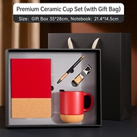 Ensemble de bureau en céramique minimaliste avec logo personnalisé, kit cadeau d'entreprise avec bloc-notes, stylo et tasse pour le bureau