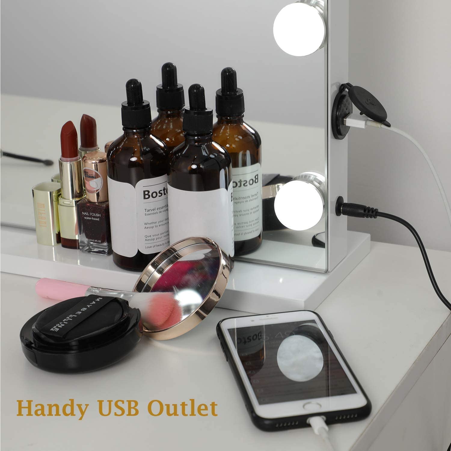 Туалетный столик, мебель с подсветкой, зеркало для туалетного столика, сенсорный переключатель, голливудское зеркало для макияжа со светодиодной подсветкой