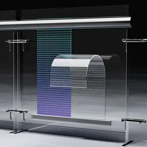 Panel led fleksibel transparan, layar tampilan led dinding video fleksibel lembut untuk toko