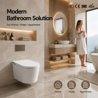 WC intelligent mural allongé avec réservoir intégré, siphon en P, sans limite de pression d'eau, chasse automatique, double chasse, siège chauffant, design compact