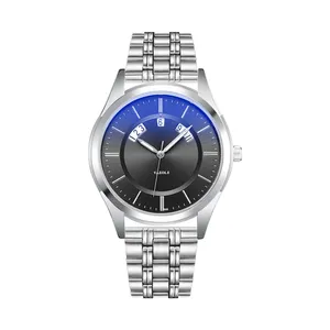 YAZOLE 513-S jam tangan pria bermerek, jam tangan logam tahan karat tahan air dengan logo kustom kalender tanggal