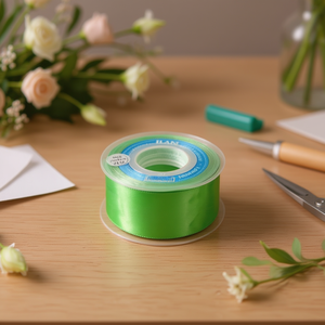 ริบบิ้นผ้าซาตินอิลัน 3.8 ซม. 25 หลา สีเขียวอ่อน D30 - Product Image 3