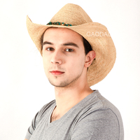 D D Vente en gros Chapeau de cowboy au crochet en paille de raphia naturel protecteur contre le soleil d'été pour unisexe