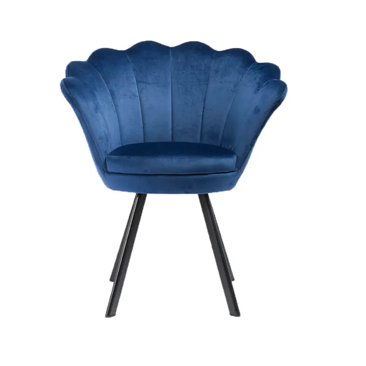 Parceiro New Modern Veludo Tecido Metal Lazer Cadeira Sala Azul Marinho ALICE