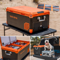 SAN HIMA 75L Glacière Électrique Portable Double Zone avec Compresseur, Congélateur et Réfrigérateur pour Camping et Voiture, Lumière LED Intégrée