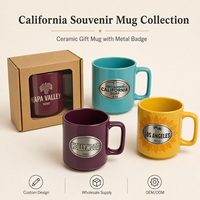 Tazas de Cerámica Personalizadas con Lugares Emblemáticos de Estados Unidos, Tazas de Café de Porcelana con Logotipo de Cobre