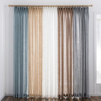 Tissu de rideau en lin uni, fournisseur d'usine en Chine, couleur blanche, occultant, 100% polyester, fenêtre plate, toutes saisons, DPFSC1008 DPF