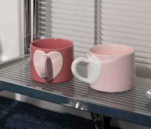 Wholesale 2026 New Heart Handle Mug, Customizable INS Style <b>Ceramic</b> Coffee <b>Cup</b> for Bulk Orders - Product Image 1