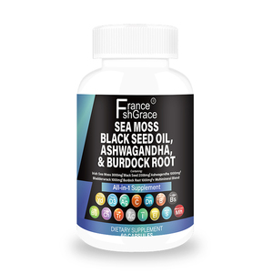 Complément personnalisé de mousse marine, huile de graines noires, ashwagandha et racine de bardane pour améliorer le stress et la santé digestive – Capsules de mousse marine - Product Image 4