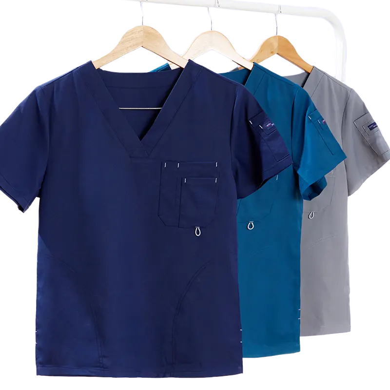 Scrub Uniform Nurse Scrubs Set Solid Color Top and Pant Short Sleeve Unisex Surgical Gown Hospital Uniform