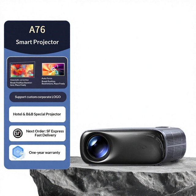 New Creation A76 1080P 1300ANSI Android Smart Projector Auto-focus Auto-screen for Office Meeting & Home Use
