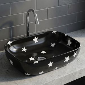 Vasque carrée en céramique bleue haut de gamme, design moderne et artistique, à poser sur comptoir pour salle de bain - Product Image 5