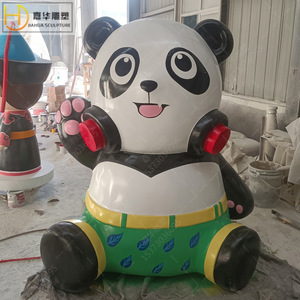 Sculpture de panda en fibre de verre pour extérieur, décoration de jardin, figurine animale peinte autoportante - Product Image 1