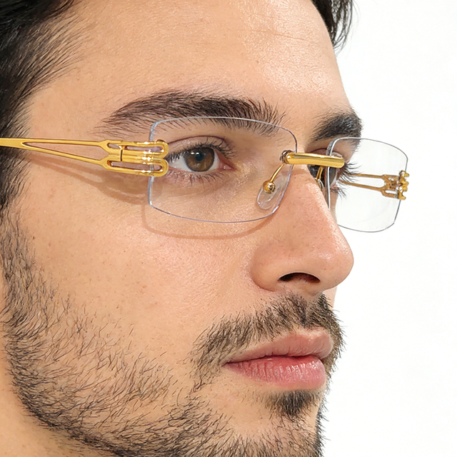 Frameless Rectangular Artistic Retro Atmospheric Fashion Trend Sunglasses Look Slim Versatile High-End for Daily Wear