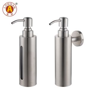 Dispenser <span class=keywords><strong>di</strong></span> Sapone Liquido Cilindrico in Acciaio Inox da 200ml, Design Moderno per Bagno Familiare, Hotel e Cucina - Product Image 4