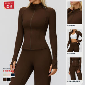 Veste zippée à col montant pour femme Disko Sport EWT5502, doublure polaire chaude, veste de fitness et de yoga, coupe ajustée, couleur unie - Product Image 2