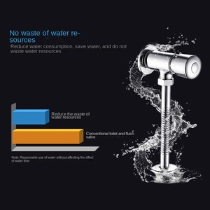 Válvula <span class=keywords><strong>de</strong></span> descarga manual <span class=keywords><strong>de</strong></span> latón cromado con botón pulsador y cierre automático temporizado para urinarios comerciales y baños públicos - Product Image 4