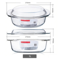 HXGlass Plats de cuisson ovales en verre trempé 1,6L/1L avec couvercle, idéaux pour rôtir le poisson, vente chaude