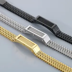 KALEN Vintage Multiple Colors Stainless Steel Herringbone Links Bracelet For Men