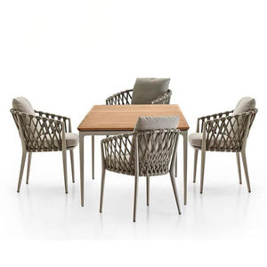 Sedie <span class=keywords><strong>da</strong></span> Pranzo per Esterni in Alluminio con Corda Intrecciata, Moderne e di Lusso per Hotel, Ville, Giardini e Case - Product Image 1