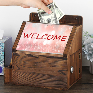 Solid Wood Suggestion Box 24x17x23.4cm Rectangle Multifunction Storage Box For Office Business <b>Gift</b> Wall Mounted - Product Image 4