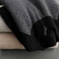 Ensemble de survêtement en tricot 2 pièces pour homme, 100% laine, cardigan zippé et pantalon, coupe oversize, à capuche, manches rayées, décontracté