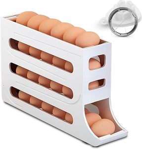 Support à œufs en plastique chaud 4 couches, distributeur automatique pour réfrigérateur, boîte de rangement d'œufs frais grande capacité avec support roulant - Product Image 1