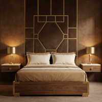 Ensemble de mobilier de chambre d'hôtel, taille King et Queen, suite de chambre d'hôtel de luxe 5 étoiles, moderne en bois pour projet