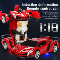 Auto de Deformación a Control Remoto con Transformación de un Botón, Genial Vehículo Deportivo para Exteriores, Modelo de Juguete con Cargador y Cable USB, Idea de Regalo para Niños