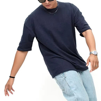 T-shirt oversize à manches courtes pour homme, 100% coton, formel, écologique, tricoté, col roulé, logo personnalisé, sur mesure