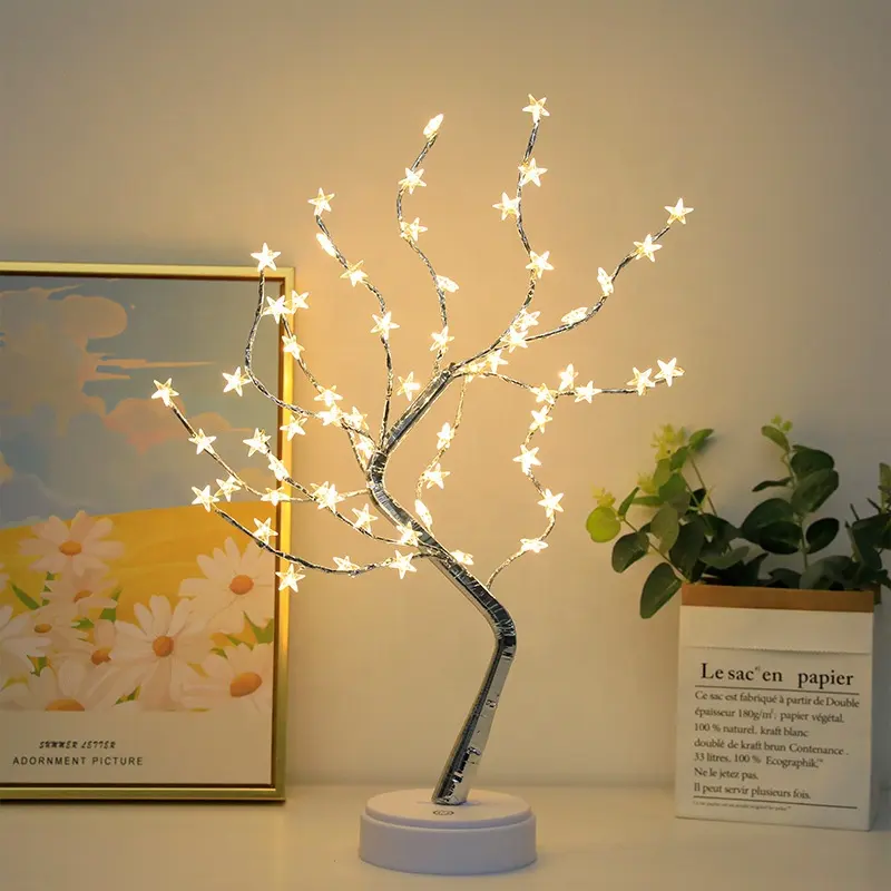 LED נחושת חוט עץ אורות מגע בקרת הניצוץ שולחן מנורת Serie Navidena LED Luces 18 אינץ בונסאי עץ אור עיצוב הבית