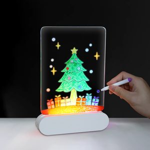 Acrylic <span class=keywords><strong>Led</strong></span> Hình Vuông Bảng Vẽ Cho Trẻ Em Ấm Trắng Phát Sáng Khô Xóa Doodle Lưu Ý Bảng Tin Với 7 Bút Đồ Chơi - Product Image 6