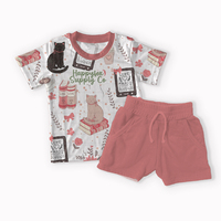 Pyjamas en bambou pour enfants, vente en gros, motifs personnalisés, ensemble de pyjamas pour bébé en bambou, ensemble de 2 pièces, manches courtes, ensemble de pyjamas pour bébé