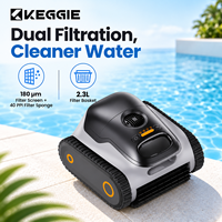 Robot de nettoyage de piscine sans fil KEGGIE CE RoHS, 5000mAh, 150 min, aspiration 4200 GPH, panier 2,3 L, charge 3h pour piscines