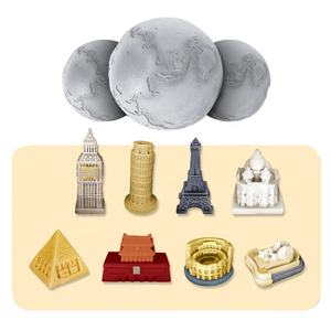 8 pièces Architecture du monde bricolage 3D peinture jouet archéologique découvert jeu pierre creuser et colorier jouets pour enfants Kit d'apprentissage - Product Image 2