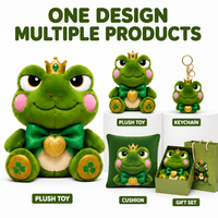 Peluche Grenouille Couronne Verte Personnalisée Direct Usine, en Coton PP Ultra Doux, Broderie Anniversaire, Anti-Stress - OEM/ODM