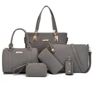 2023 Fashionable Solid Color Frosted Retro Large Capacity Hand-held Mother Bag Six-piece Set bag