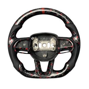 Accessoires de voiture adaptés à la Dodge <span class=keywords><strong>Challenger</strong></span> Charger, volant personnalisé en cuir perforé avec LED et fibre de carbone forgée - Product Image 6